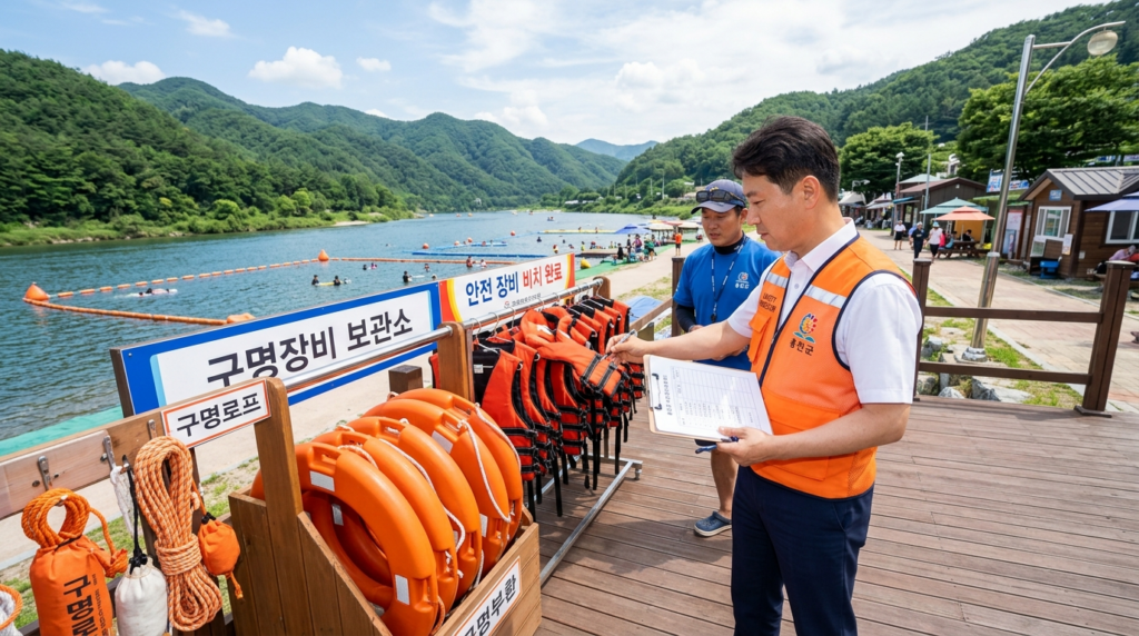 군수 신영재, 여름철 물놀이 시설 안전점검 실시 사고예방 만전 당부